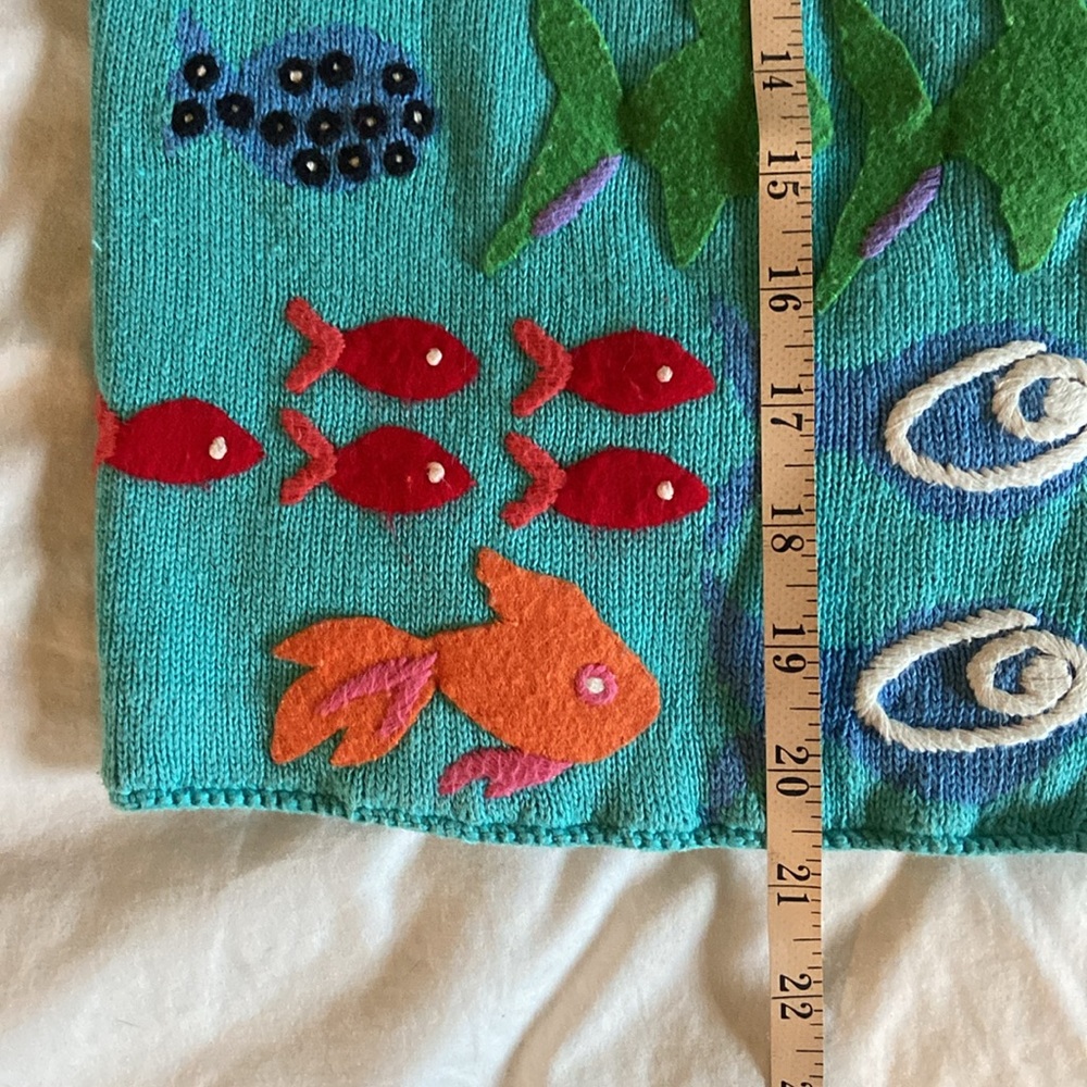 VINTAGE MICHAEL SIMON CROPPED FISH SWEATER SIZE P/M RARE FIND - Picture 8 of 9